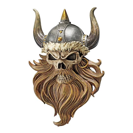 Design Toscano 12&#x22; The Skull of Valhalla Viking Warrior Wall Statue